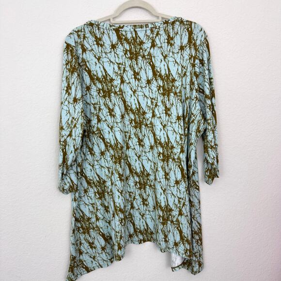 Logo By Lori Goldstein Womens T Shirt Top Size 2X Splatter Stretch Comfy Blue - Picture 4 of 8